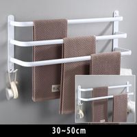 30-50 cm espacio de baño rodilla colgante de aluminio moda toalla blanca barra de barra mate soporte de pared montado en la pared bastidores