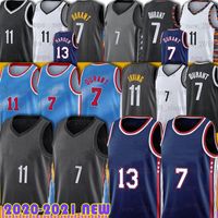 Kevin 7 Durant 13 Harden Kyrie Men Irving Basketabll Jersey 2021 NCAA 블랙 그레이 블루 75 주년 기념 Zach 8 Lavine 12 JA Morant Kawhi Jersey Leonard