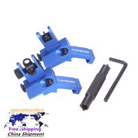 Blue 45 degree offset flip iron front and rear spare sights