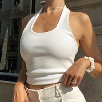 Kadın Tankları Camiş Seksi Halter Askılı Yelek Sıkı Uydurma Güzel Geri Siyah Örgü Beyaz INS Çıplak Göbek Dip T-shirt Trend Fashio