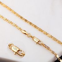 18K Yellow gold chain necklace for men and women 2 MM 16-30 inch