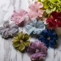 装飾的な花の花輪10ピースの手作りシフォンクラスターフラワーレースのウェディングドレス装飾生地アップリケアクセサリーミシン用品