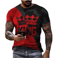 En Yeni Erkek T-Shirt Kral Taç 3D Baskı T-Shirt Moda ve Yakışıklı Kısa Kollu Gömlek Rahat Spor Artı Boyutu Erkek Gömlek