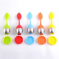 New Home Kitchen 304 Stainless Steel Creative Leaf Silica Gel Tea Infuser Glass Ceramic Teapot Filter Tool