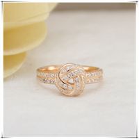 Fashion Brand Pandora Jewelry Van Pandora's women Ring Rose Gold Light Luxury Simple Stone Set Concentric Knot Ring