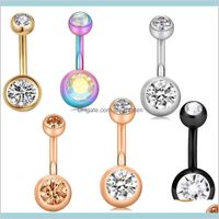 Bell Drop Delivery 2021 Stainless Steel 14G Belly Piercing Nombril Screw Navel Button Rings Tragus Helix Body Jewelry For Women Men 120Pcs J7