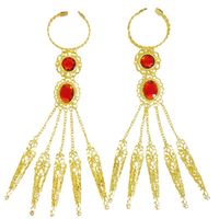 Fashion Indian Thai Golden Finger Bracelets Shining Red Crystal Girl&#039;s Belly Dance Bracelet Jewelry