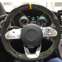 Steering Wheel Covers Hand- Stitched Soft Black Carbon Fiber ...