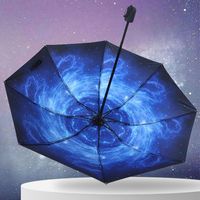 Şemsiye jiaziiii yaratıcı yıldızlı gökyüzü şemsiye üç katlanır anti-UV şemsiye taşınabilir seyahat güneşli veya yağmurlu katlanır