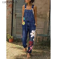 Jeans pour femmes lugentolo jean salopette femme printemps d'automne imprimé flor