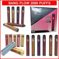 Bang Flow Одноразовые Vape Pen Устройство Регулируемая электронная сигарета 2000 Puffs 3.2 мл Стручки 850 мАч Аккумуляторная батарея E Cigarettes 12 цветов VAGES ECGS