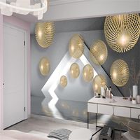 Impression personnalisée 3D décoration intérieure Papier peint en métal Sphère Sphère étendue Spectacle moderne Chambre à coucher Stickers muraux de fond de fond