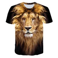 Männer T-Shirts 2021 3D-Druck-T-Shirt-T-Shirt Lion Fun T-Shirt Kinder Jungen Mädchen Kleidung Hip Hop Coole Sommer Tops Kurzarm 4t-14T