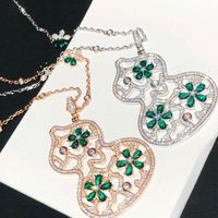 Varumärke est ros guld silver färg grön zirkon hängande halsband lyx mode smycken för kvinnor fest bröllop fin bijoux halsband
