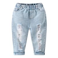Jeans Fashion Broken Hole Kids for Girls Boys Frump Summer Casual Casped Children