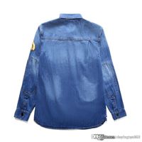 Ein Baden-Aff-Shark-Stickerei Jeansjacke Indigo Blue Jacket