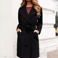 Women' s Wool & Blends Fashion Casual Pockets Simple Cla...