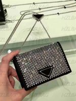 Cleo solapa mini bolsa triángulo bling bling diamante cruz cuerpo imitación cristal cadena saffiano para mujer lujoso diseñador bolso