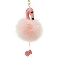 Chaveiros Flamingo Chave Anéis Fluffy Bola Pingente Moda Bolsas De Jóias Pendurar Acessórios Do Carro