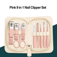 Student Manicure Set Pink Clipper Professional Cutter Kits C...