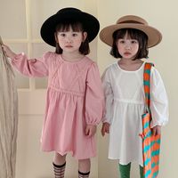 Dudu coreano mais novo crianças meninas vestidos redondos gola grande qualidade modas crianças designer primavera outono jacquard vestido