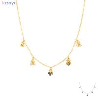 Ketten Lozoya 925 Sterling Silber Gold Farbe Hochzeit Kristall Bienen Charm Choker Halskette Langkette Modeschmuck 2021 Juwelen