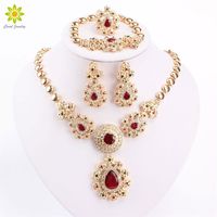 Ensembles de bijoux fins pour les femmes accessoires de mariage Perles africaines cadeau cadeau doré couleur cristal collier boucles d'oreilles 211015