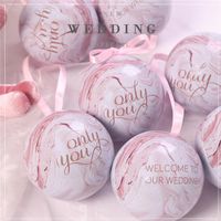Gift Wrap 20pcs British Couple Design Luxury Pink Ball Shape Box Wedding Sweets Candy Favour Boxes With Ribbon Table Decorations