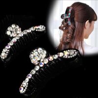 Accesorios para el cabello Haimeikang Mujeres Tiara Moda Headwear Headdress Rhinestone Brillante Color Clip Ladies Cola de caballo