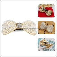 Hair Clips & Barrettes Jewelry Inlaid High Quality Pearls And Rhinestone Barrette Alloy Material Head Adornment Ornaments Bows Women Cl Drop