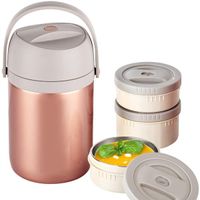 40oz Thermos Lunch Container Insula Thermal Food Containers Vacuum Stainless Steel Lunch Jar 3-Tier Stackable Leakproof Hot Cold