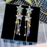 Earrings Charm Korean Style Star Drop for Women New Bijoux Long Tassel Shiny Blue Crystal Dangle Jewelry Accessories 220122