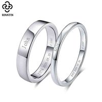 Rinntin 925 Sterling Silver Diy Engraved Couple Rings Lovers Personalized Matching Wedding Bands Anniversary Fine Jewelry Gifts