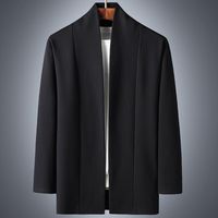 メンズセータースプリング秋の韓国ファッションブラックニットボタンなしのカーディガンコートボタンメンズ衣服プラスサイズ6xl 7xl 8xl