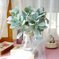 Decorative Flowers & Wreaths Artificial Flocking Ear Leaf Fake Plant Vase For Home Decoration Accessories Christmas Wreath Material S
