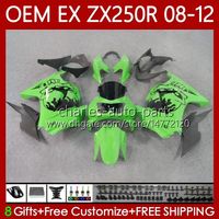 OEM Body Skull Black Green för Kawasaki Ninja EX250 ZX250 R EX ZX 250R ZX-250R 2008-2012 81NO.25 Ex-250 ZX250R 2008 2009 2010 2011 2012 EX250R 08 09 10 11 12 Injektionsare