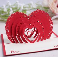 Sevgililer Günü Hediyesi Kalp 3D Pop Up Tebrik Kartı Kartpostal Eşleştirme Zarf Lazer Kesim El Yapımı Doğum Günü Post Kartı SN3351