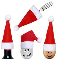 Рождественские шляпы Custlery Cover Кухонная рождественская бутылка украшения нетканой ткани CAP Creative A13