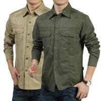 Men's Casual Shirts Zhan Di Ji Pu Summer Dress Shirt Plus Size M-6XL Military Men Long SLeeve100% Cotton Camisa Social Masculina