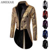 Men' s Suits & Blazers Shiny Gold Sequin Glitter Embelli...