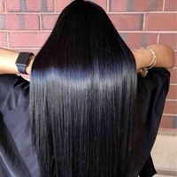 XBL Virgin Silky Straight Lace Frontal Human Hair Wigs, Transparent 13x4 Human Ahir Paryk för Black Women, Brazilian Hair Wig