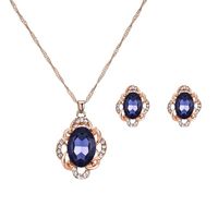 Earrings & Necklace 2021 Bride Wedding Jewelry Set Fashion Oval Mosaic Crystal Pendant Chokers For Women Jewellry Gift