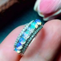 Cluster Ringe Natürlicher Opal Ring Solide 925 Sterling Silber Für Frauen Farbe Edelstein Feinschmuck