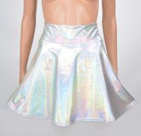 Women&#039;s Metallic Skirt Shiny Party Flared Pleated Mini Dress Skater Skirts Stage Wear Above Knee S-XXL Gold Laser Silver Green Pink