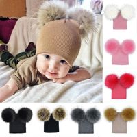 Caps chapeaux 6m-5t enfants pour enfants enfants bébé chaude hiver laine tricot beanie fourrure pom bobble chapeau capuche