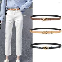 Cinturones de moda mujer cinturón de cintura jeans delgadas femenino de cuero genuino cómodo falda cinturón de cinturón cinturón de cinturón de doble cara