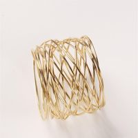 Anillo de servilleta de alambre de oro con plateado mediano anillo de servilleta de bobinado simple234l