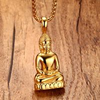 Подвесные ожерелья мужское ожерелье Будды Бодхисаттва Амулет Талисман в золотом цвете из нержавеющей стали мужские ювелирные ювелирные украшения