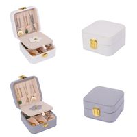 Jóias de viagem Organizador de couro PU com espelho Pequeno caixa de jóias portáteis para anéis Brincos Colares de pulseira Casos de armazenamento de exibição