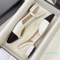 Дизайнер -Мода Женщины Slingback Женские туфли каблуки модные леди классические насосы Desginer Design Luxury Tweed Designer обувь для женщины